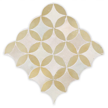 Mosaic House Moroccan tile Fleurs C 1-11 White Beige  zellige, mosaic, zellij, field, pattern, glaze, circles, classic 